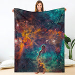 Teal Orange Universe Galaxy Space Print Blanket