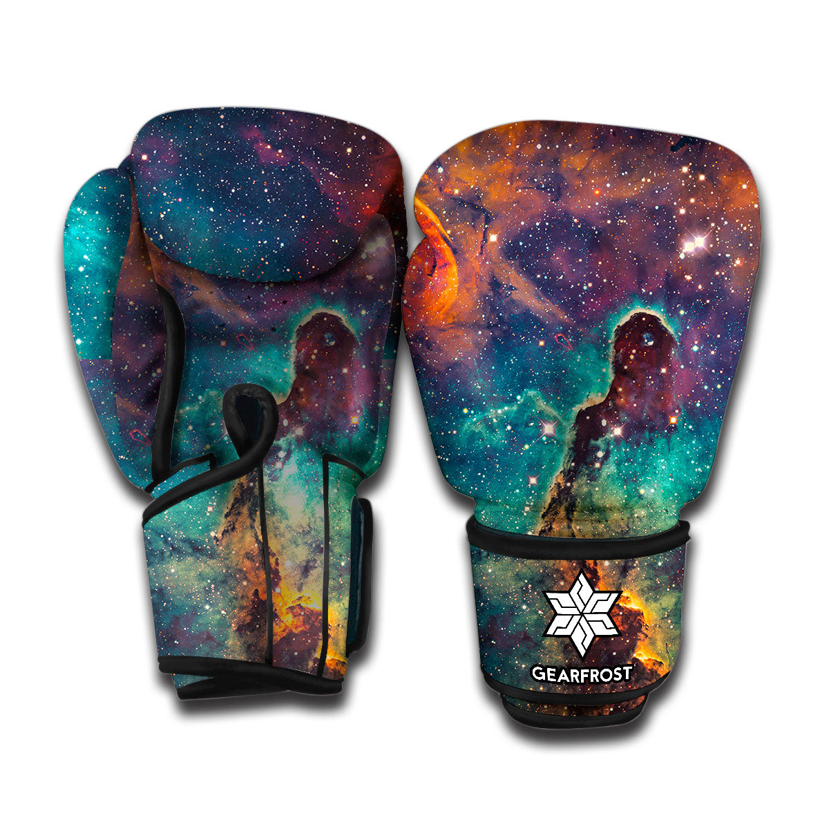 Teal Orange Universe Galaxy Space Print Boxing Gloves