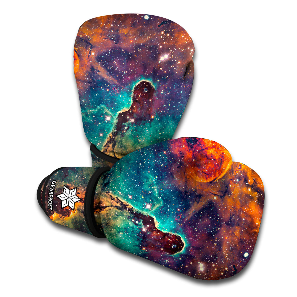 Teal Orange Universe Galaxy Space Print Boxing Gloves