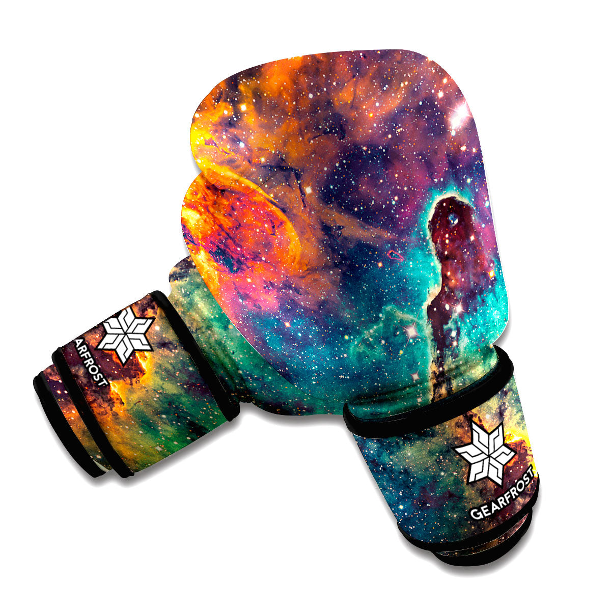 Teal Orange Universe Galaxy Space Print Boxing Gloves