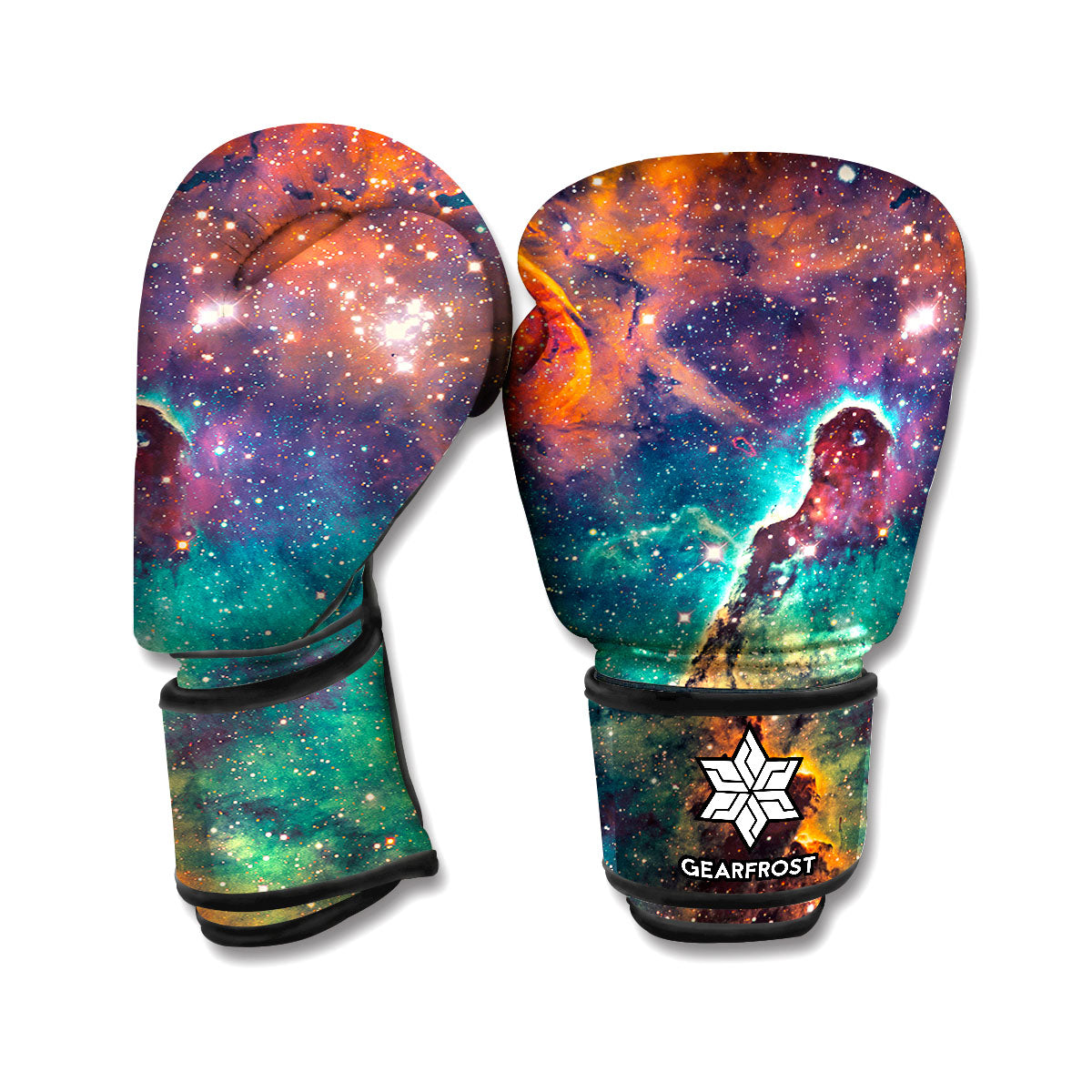 Teal Orange Universe Galaxy Space Print Boxing Gloves