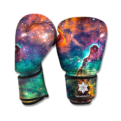Teal Orange Universe Galaxy Space Print Boxing Gloves
