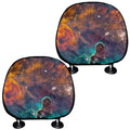 Teal Orange Universe Galaxy Space Print Car Headrest Covers