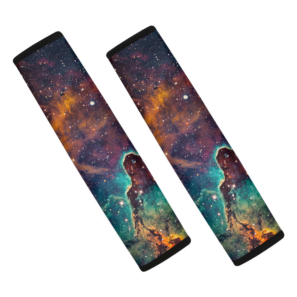 Teal Orange Universe Galaxy Space Print Car Seat Belt Covers