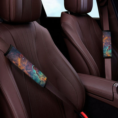 Teal Orange Universe Galaxy Space Print Car Seat Belt Covers