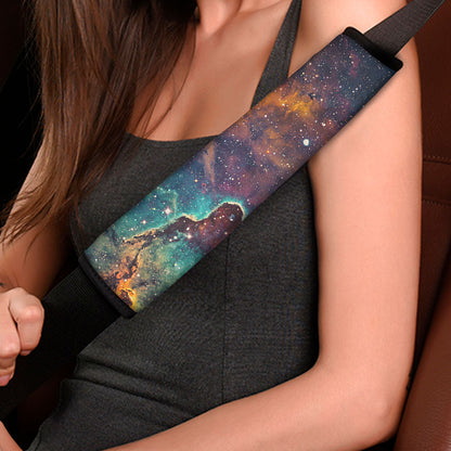 Teal Orange Universe Galaxy Space Print Car Seat Belt Covers