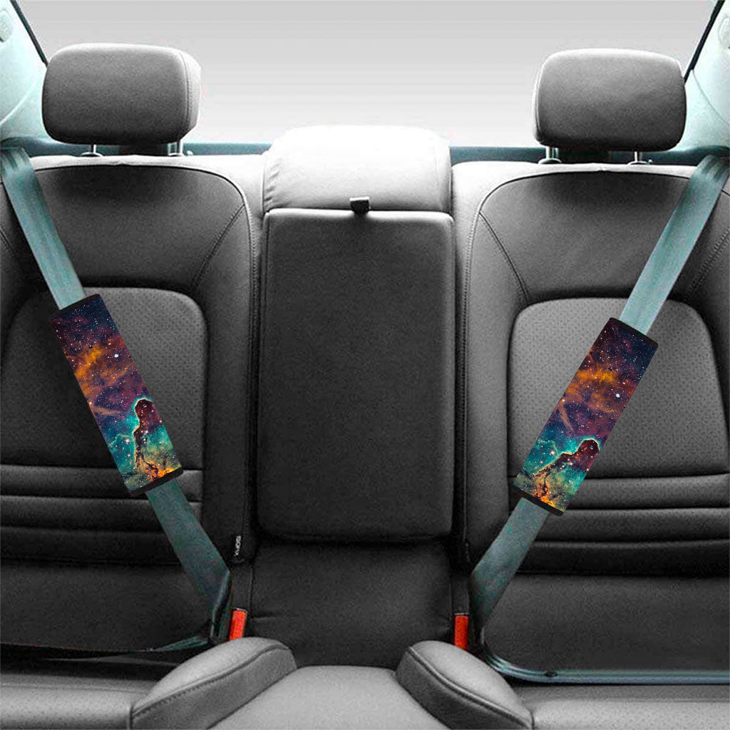 Teal Orange Universe Galaxy Space Print Car Seat Belt Covers