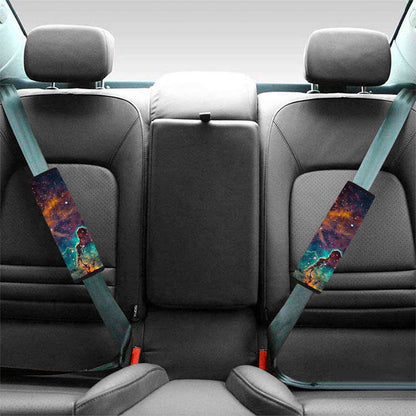 Teal Orange Universe Galaxy Space Print Car Seat Belt Covers