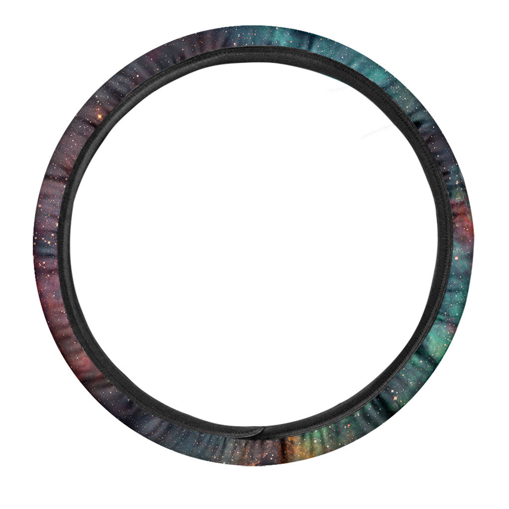 Teal Orange Universe Galaxy Space Print Car Steering Wheel Cover