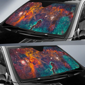 Teal Orange Universe Galaxy Space Print Car Sun Shade GearFrost