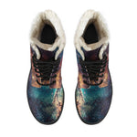 Teal Orange Universe Galaxy Space Print Comfy Boots GearFrost
