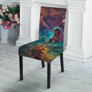 Teal Orange Universe Galaxy Space Print Dining Chair Slipcover