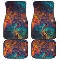 Teal Orange Universe Galaxy Space Print Front and Back Car Floor Mats