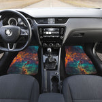 Teal Orange Universe Galaxy Space Print Front and Back Car Floor Mats