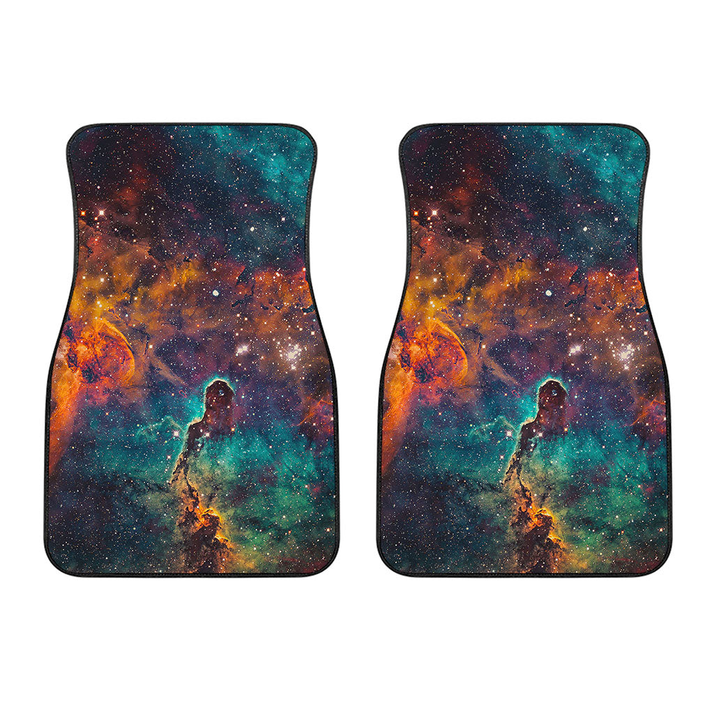 Teal Orange Universe Galaxy Space Print Front Car Floor Mats