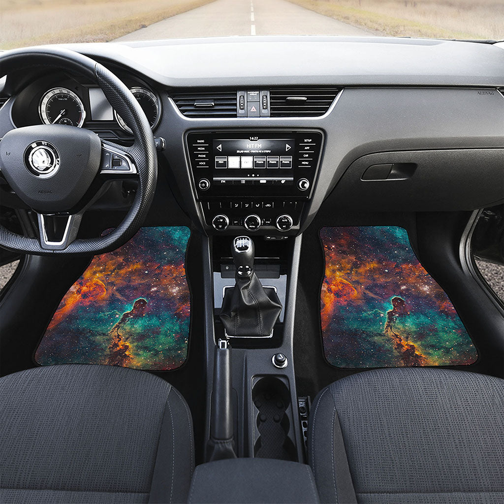 Teal Orange Universe Galaxy Space Print Front Car Floor Mats