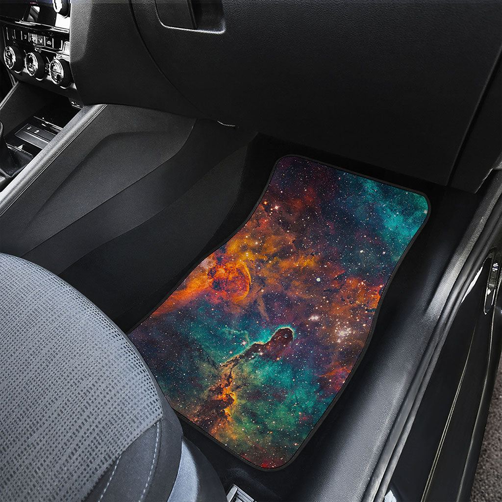 Teal Orange Universe Galaxy Space Print Front Car Floor Mats