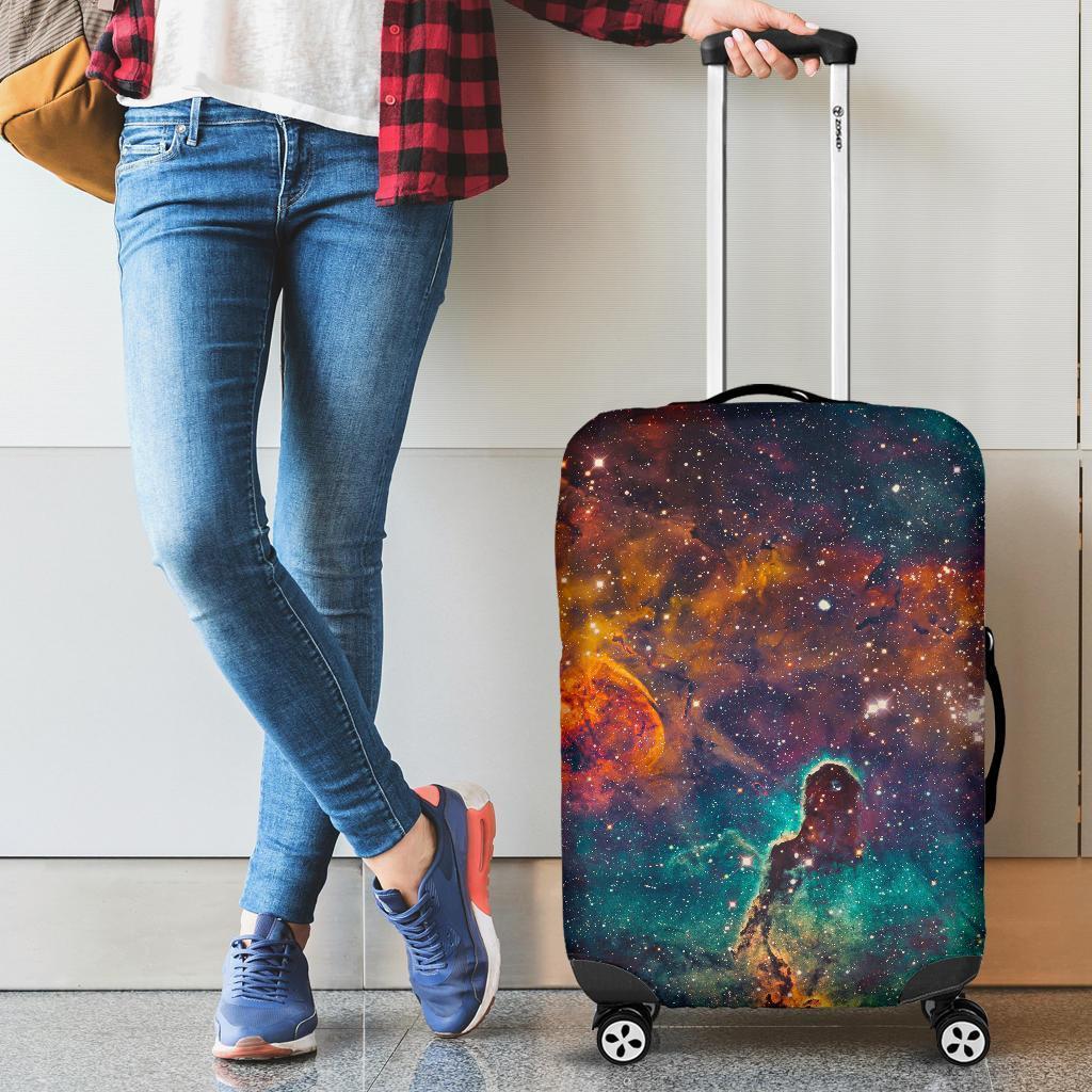 Teal Orange Universe Galaxy Space Print Luggage Cover GearFrost