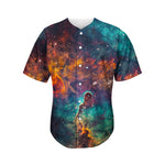 Teal Orange Universe Galaxy Space Print Men's Baseball Jersey