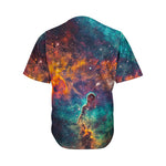 Teal Orange Universe Galaxy Space Print Men's Baseball Jersey