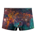 Teal Orange Universe Galaxy Space Print Men's Boxer Briefs