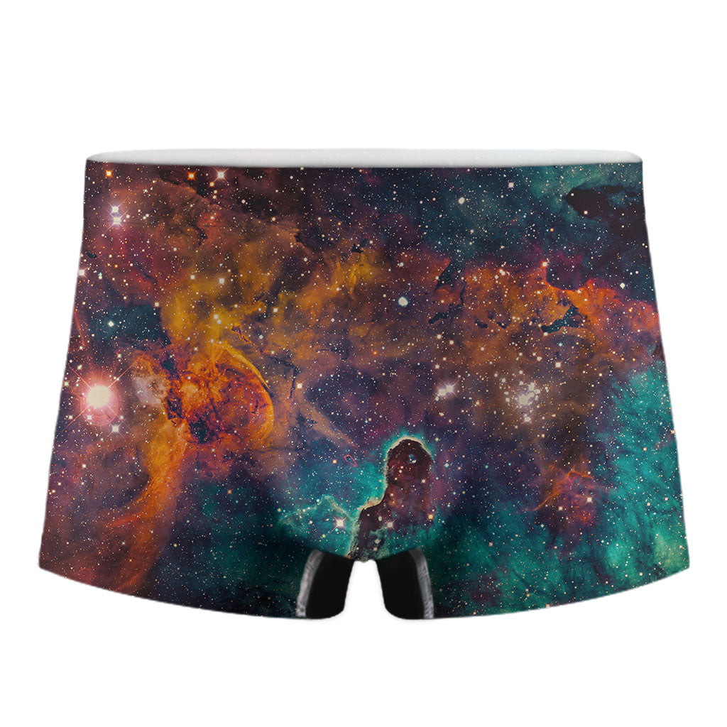 Teal Orange Universe Galaxy Space Print Men's Boxer Briefs