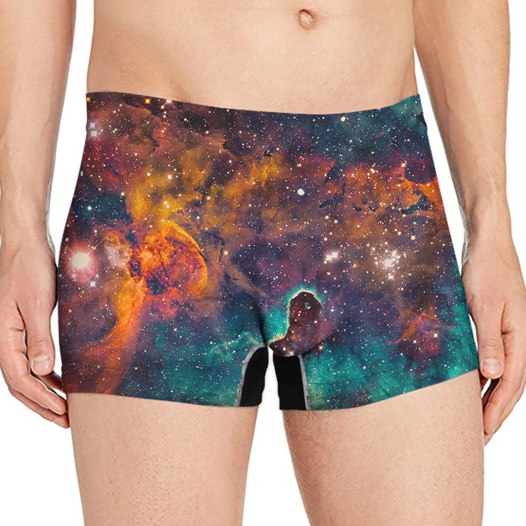 Teal Orange Universe Galaxy Space Print Men's Boxer Briefs