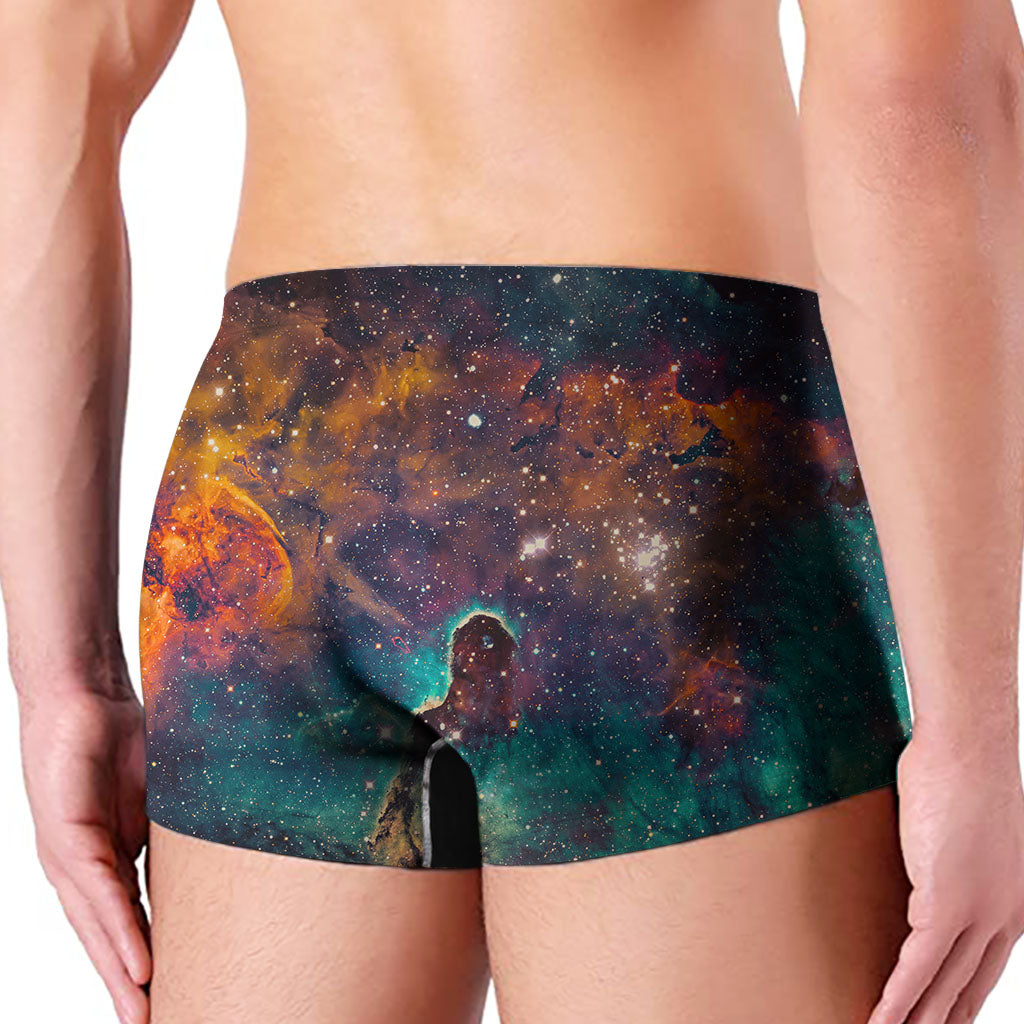 Teal Orange Universe Galaxy Space Print Men's Boxer Briefs