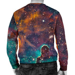 Teal Orange Universe Galaxy Space Print Men's Crewneck Sweatshirt GearFrost