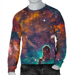 Teal Orange Universe Galaxy Space Print Men's Crewneck Sweatshirt GearFrost