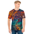 Teal Orange Universe Galaxy Space Print Men's T-Shirt