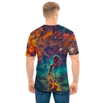 Teal Orange Universe Galaxy Space Print Men's T-Shirt