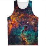 Teal Orange Universe Galaxy Space Print Men's Tank Top