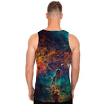 Teal Orange Universe Galaxy Space Print Men's Tank Top