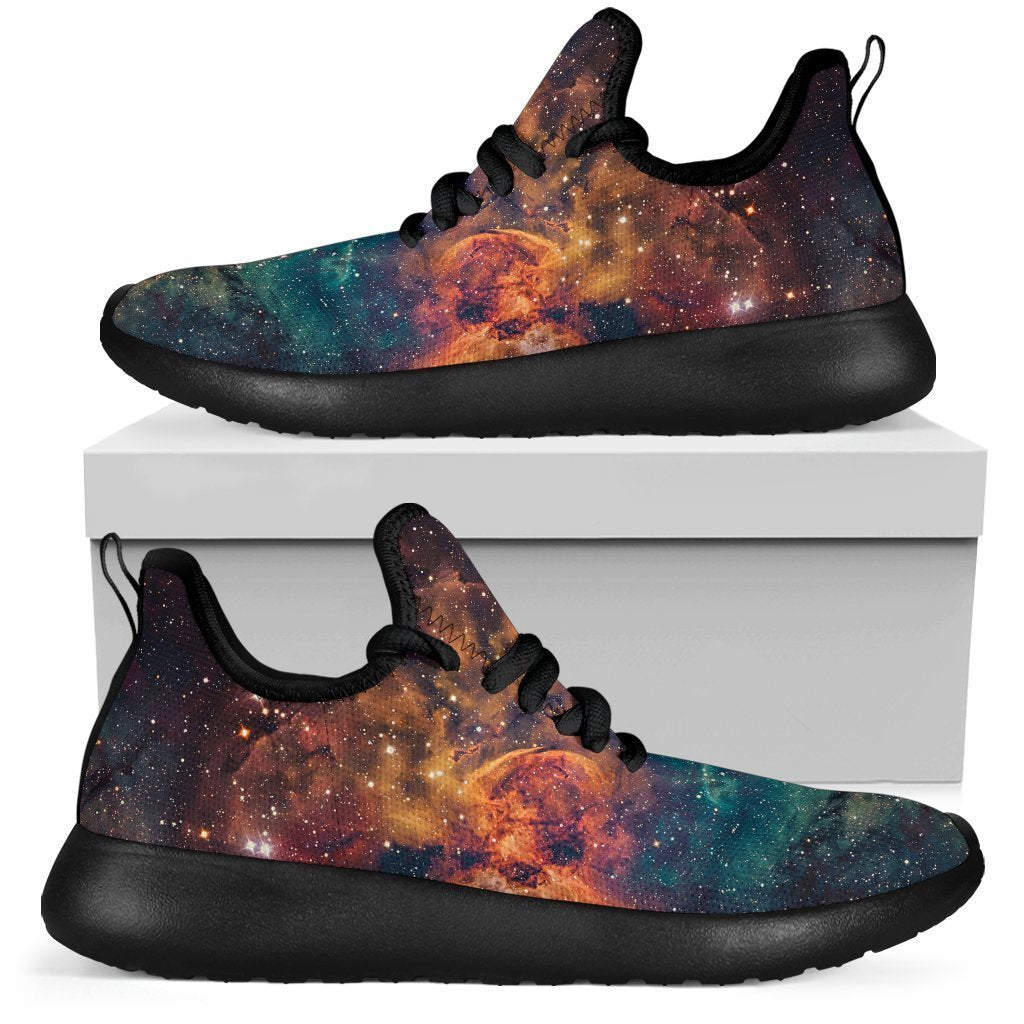 Teal Orange Universe Galaxy Space Print Mesh Knit Shoes GearFrost
