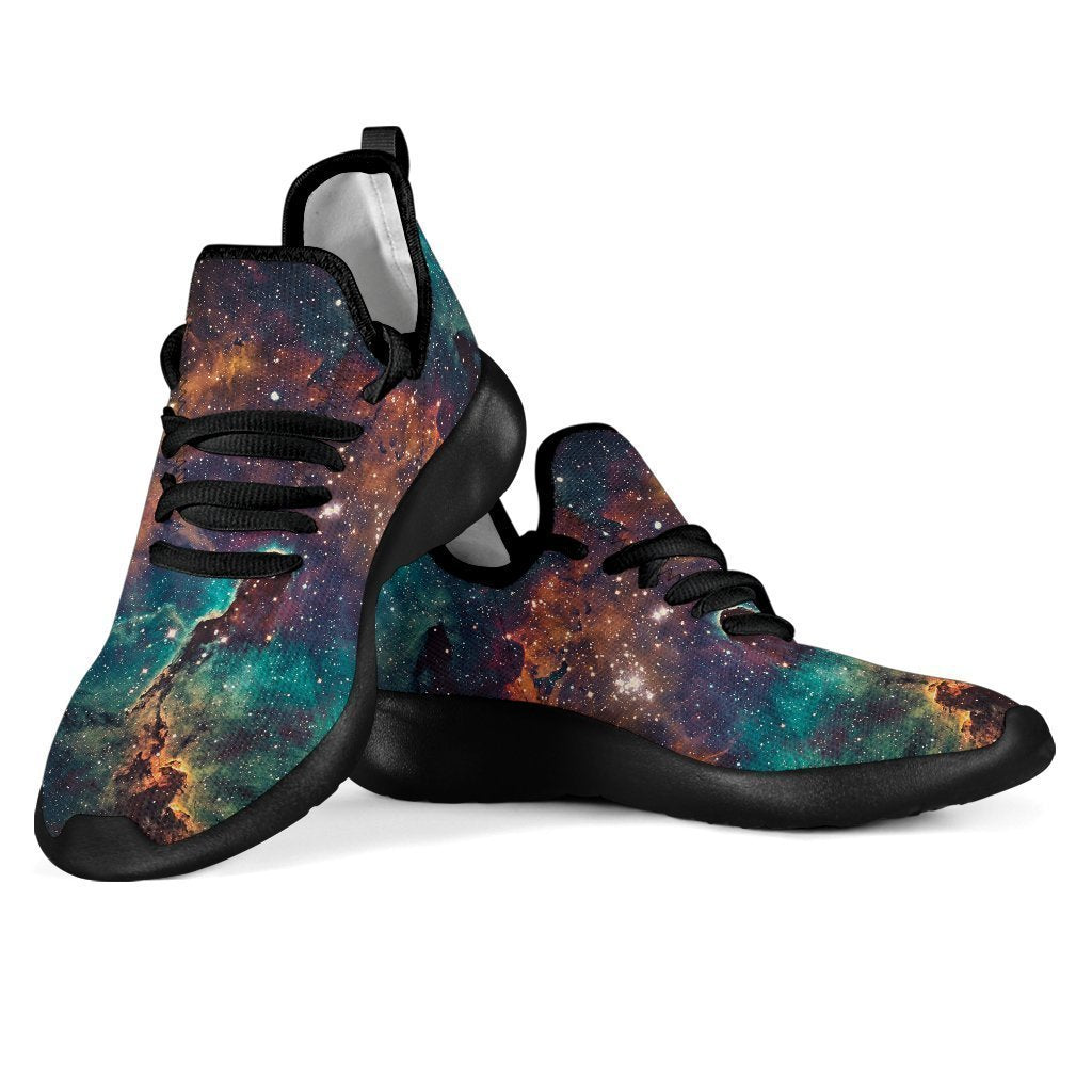 Teal Orange Universe Galaxy Space Print Mesh Knit Shoes GearFrost