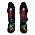 Teal Orange Universe Galaxy Space Print Muay Thai Shin Guards