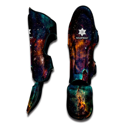 Teal Orange Universe Galaxy Space Print Muay Thai Shin Guard