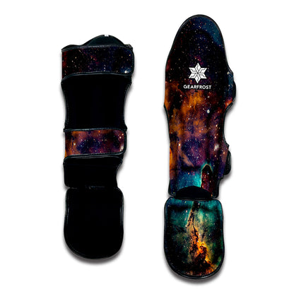 Teal Orange Universe Galaxy Space Print Muay Thai Shin Guard