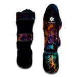 Teal Orange Universe Galaxy Space Print Muay Thai Shin Guard