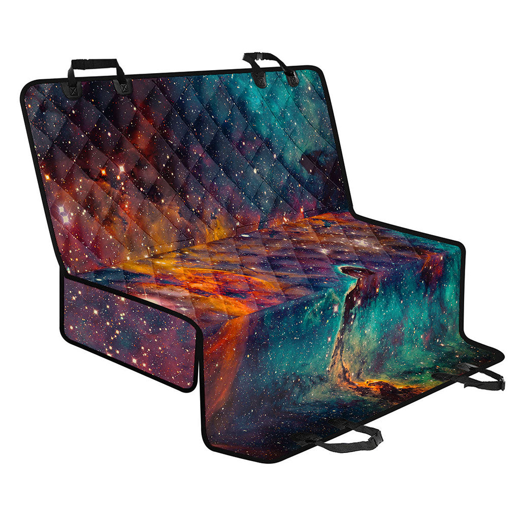 Teal Orange Universe Galaxy Space Print Pet Car Back Seat Cover