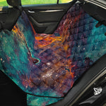 Teal Orange Universe Galaxy Space Print Pet Car Back Seat Cover