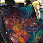 Teal Orange Universe Galaxy Space Print Pet Car Back Seat Cover