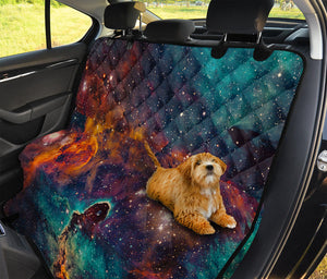 Teal Orange Universe Galaxy Space Print Pet Car Back Seat Cover