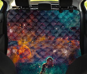 Teal Orange Universe Galaxy Space Print Pet Car Back Seat Cover