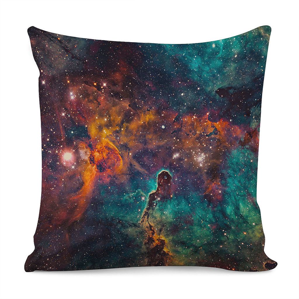 Teal Orange Universe Galaxy Space Print Pillow Cover