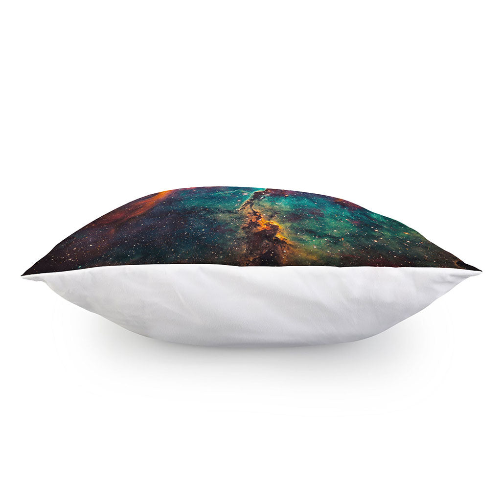 Teal Orange Universe Galaxy Space Print Pillow Cover