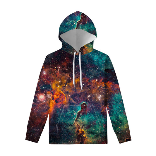 Teal Orange Universe Galaxy Space Print Pullover Hoodie