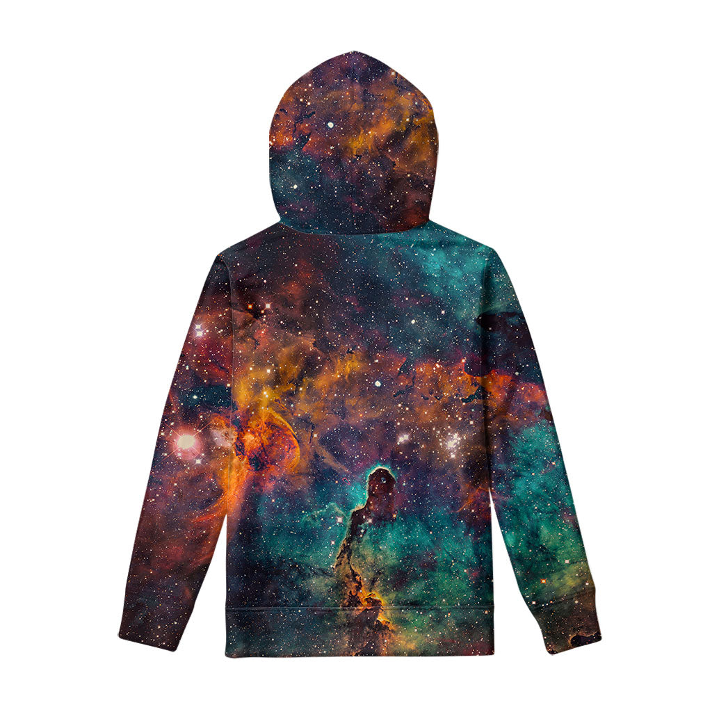 Teal Orange Universe Galaxy Space Print Pullover Hoodie