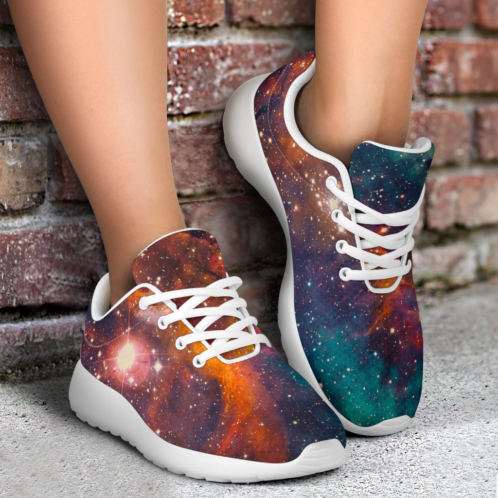 Teal Orange Universe Galaxy Space Print Sport Shoes GearFrost